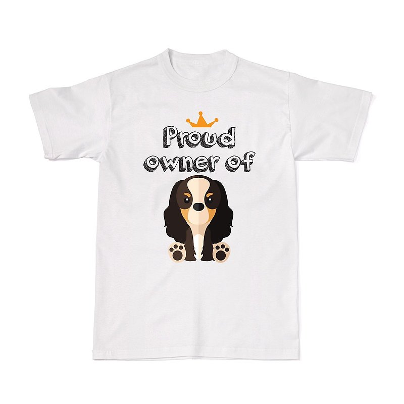 誇り高き犬の飼い主のTシャツ-キャバリアスパニエル - Tシャツ - コットン・麻 ホワイト