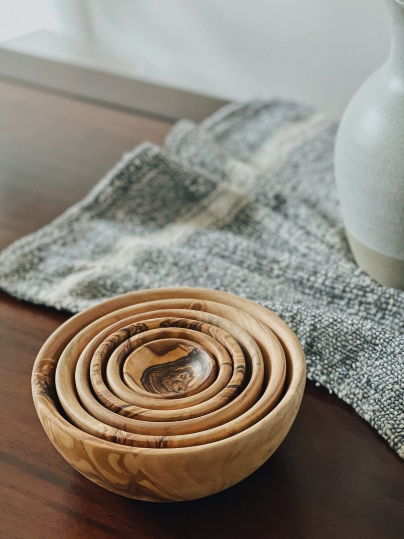 Handcrafted Olive Wood Camping Bowls / Set of 6 - ชุดเดินป่า - ไม้ 