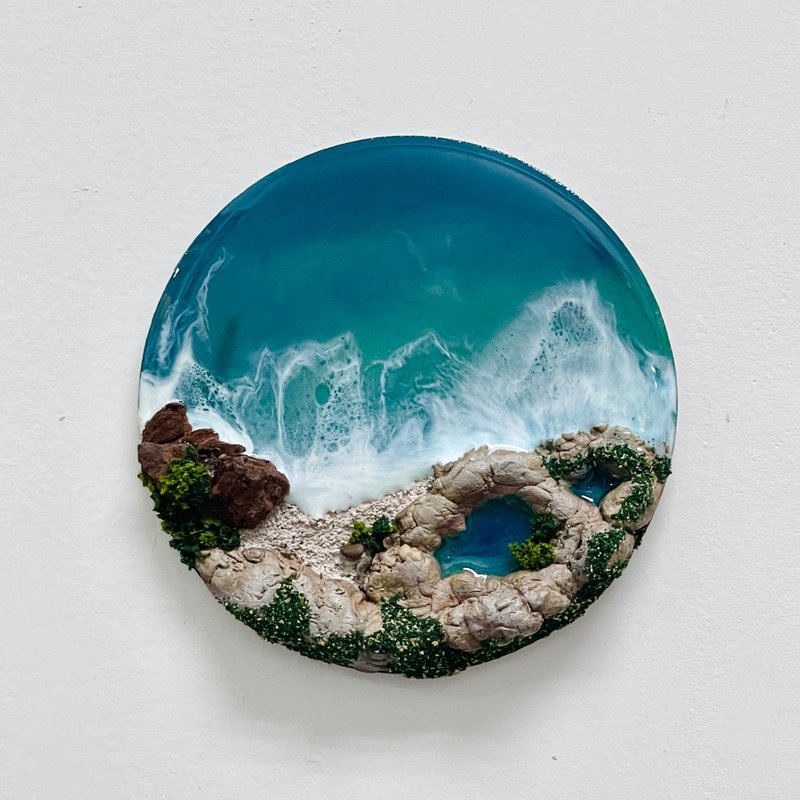 Resin ocean island decoration 10cm - Items for Display - Resin Blue