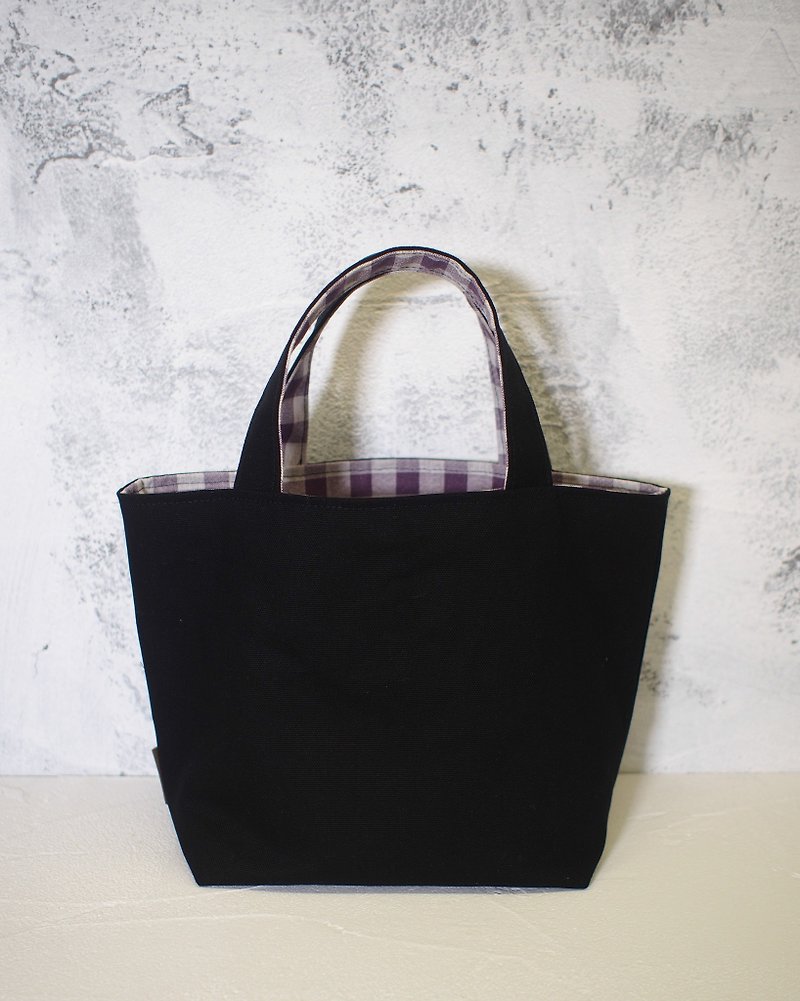 Family Wine Series Bento Bags / Handbags / Limited Handmade Bags / Small Briquettes / Out of Print - กระเป๋าถือ - ผ้าฝ้าย/ผ้าลินิน สีดำ