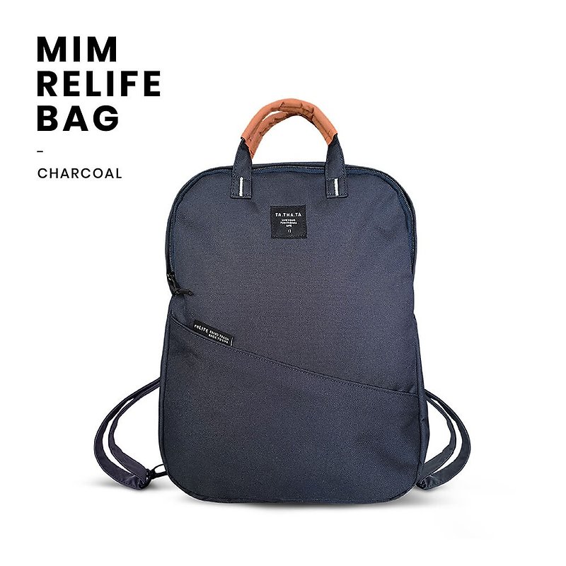 Mim relife charcoal blue bag - 背囊/背包 - 環保材質 藍色