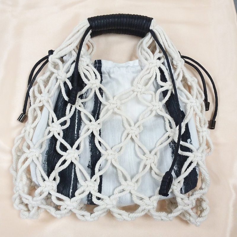 Macrame小型網袋_23x35cm(可客製) - 手提包/手提袋 - 棉．麻 