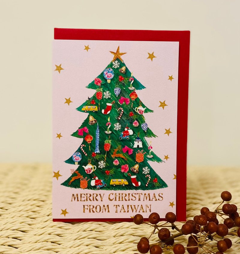 Taiwan Christmas Tree card - 卡片/明信片 - 紙 綠色