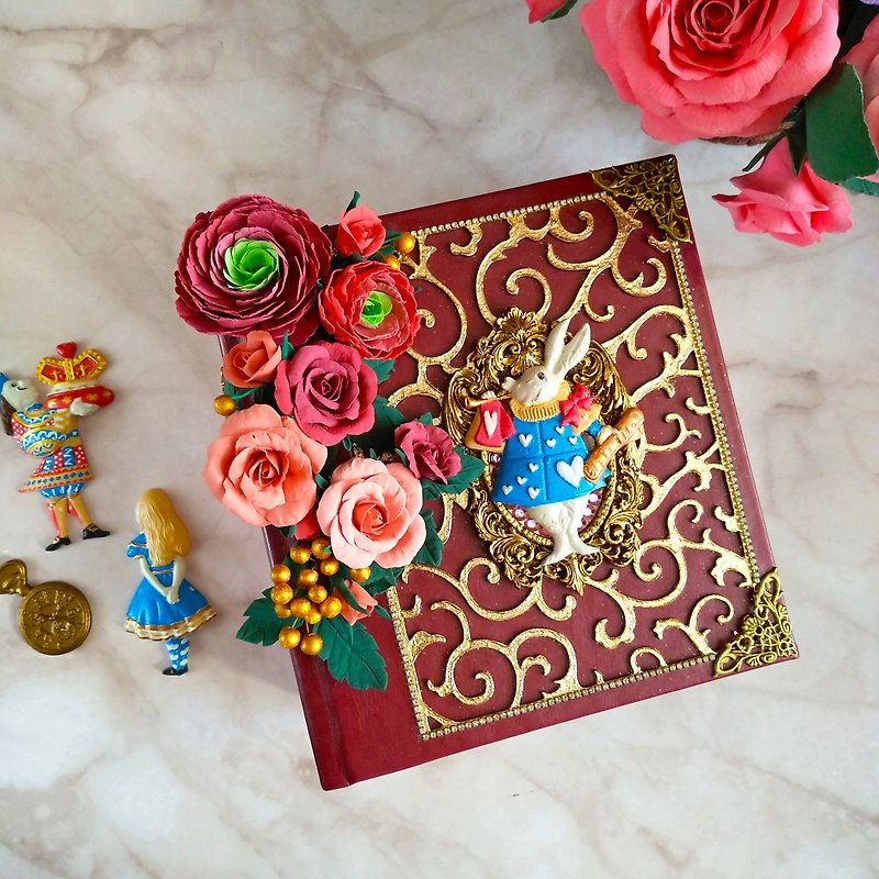 Red & Golden Handmade Photo Album: Alice in Wonderland Chronicle - Photo Albums & Books - Paper Red