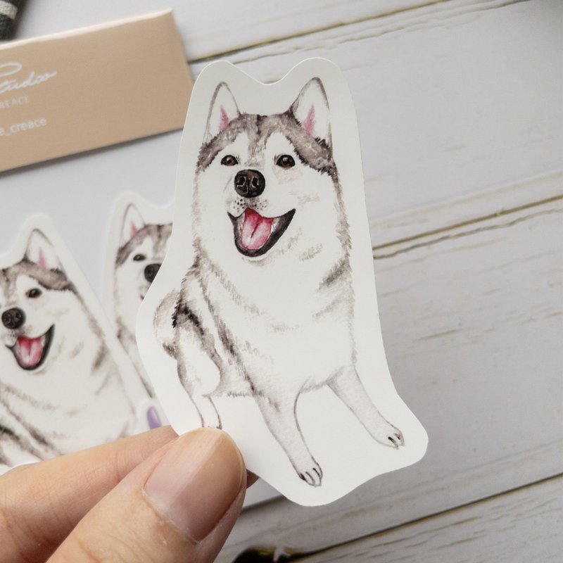 Puppy Series Sticker-Sticker,Watercolor,illustrations,Sticker,Husky Sticker - สติกเกอร์ - กระดาษ สีนำ้ตาล