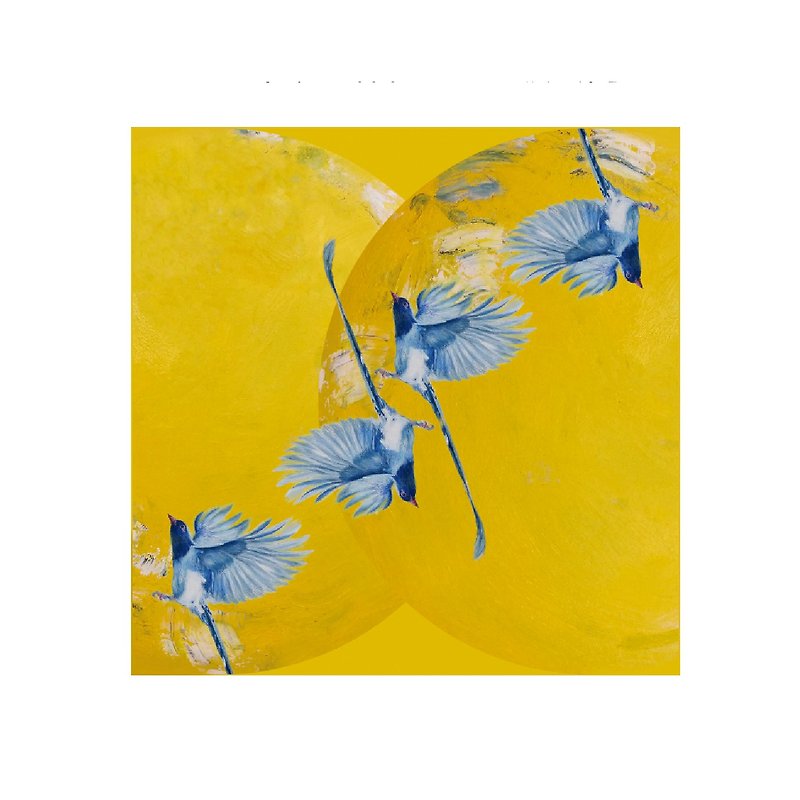 One of the art small square moon shadows - Scarves - Silk Yellow