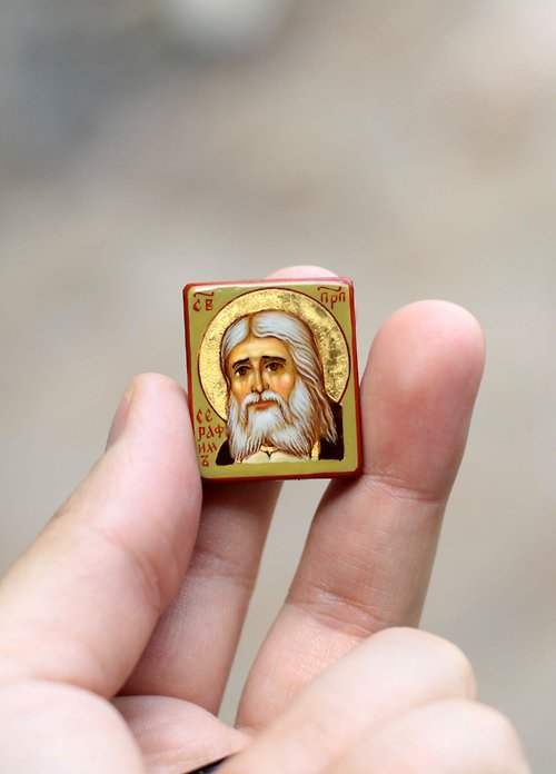 Orthodox small icons hand painted orthodox wood icon Saint Seraphim of Sarov