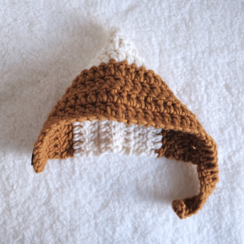 牛奶糖雪山小精靈蓋耳帽 - 嬰兒帽子/髮帶 - 羊毛 