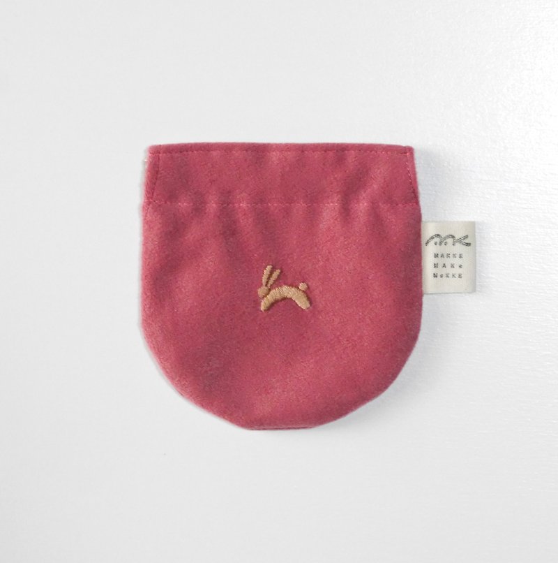 Embroidered suede pouch rabbit - Toiletry Bags & Pouches - Polyester Pink