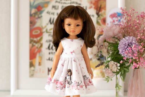 ShopFashionDolls White cotton dress for 33 cm/13 inch dolls Paola Reina, Siblies RRFF, Corolle