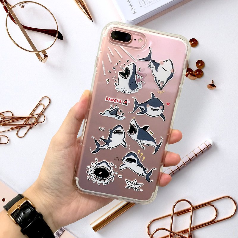 shark dodo shark / all models support anti-fall phone case - Phone Cases - Plastic Pink