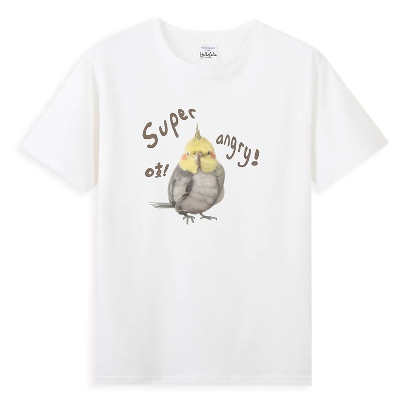 Cockatiel Parrot T Shirt  Bird T Shirt - เสื้อฮู้ด - ผ้าฝ้าย/ผ้าลินิน ขาว