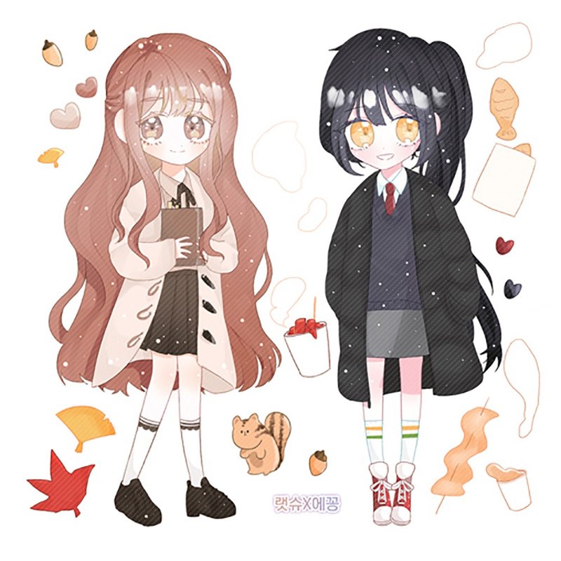 2nd semester girl sticker (eggong) person sticker girl sticker - 貼紙 - 紙 多色