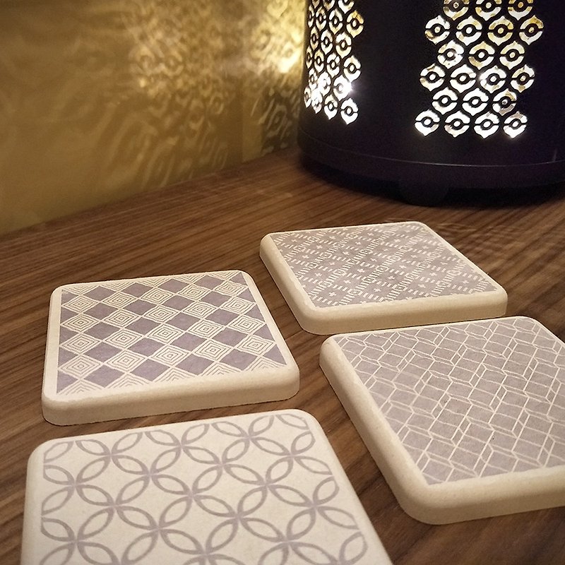 [MBM] Minimalist and timeless MBM tiled diatomaceous earth coasters set (5 pieces in a box) - Coasters - Other Materials 