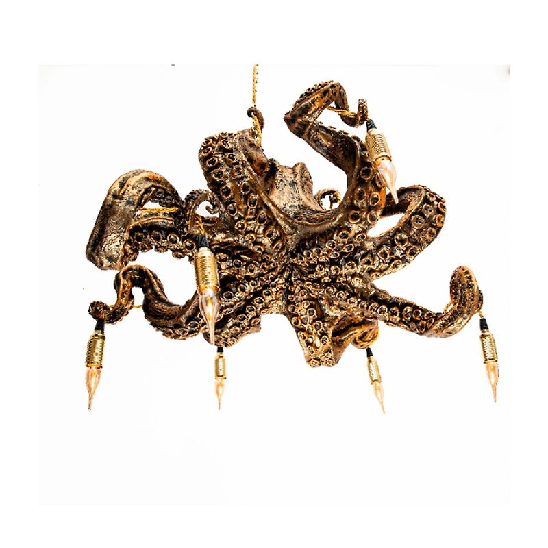 Octopus Tentacle chandelier Cthulhu mythos Fantasy Gift Idea, Steampunk vintage - 燈具/燈飾 - 塑膠 金色