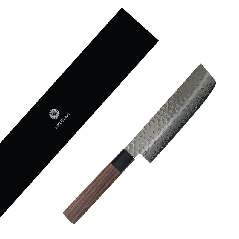 Kikusumi KATURA Nakiri Damascus蔬菜刀 日本 VG10鋼 高級紫檀 - 菜刀/刀架 - 不鏽鋼 銀色