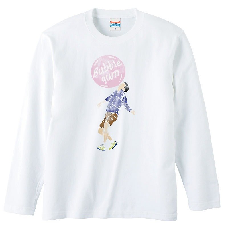 ロングスリーブTシャツ / Bubble gum - 男 T 恤 - 棉．麻 白色
