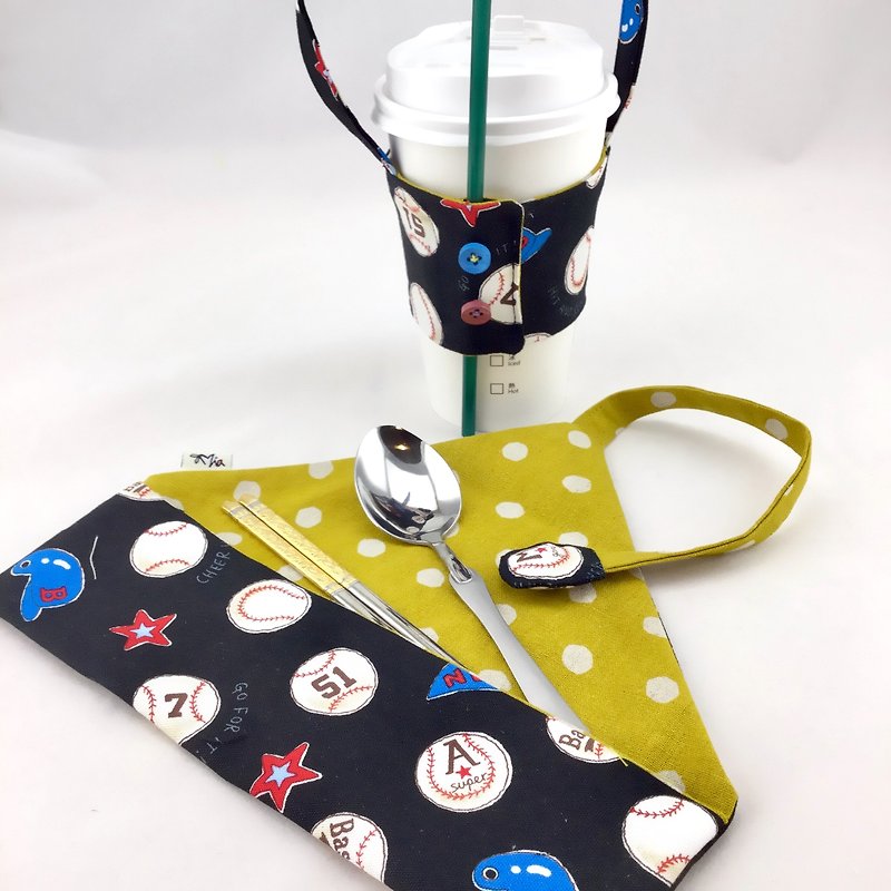 ストラップを運ぶ食器+飲料袋 -   - あなたの野球魂を奨励特別な組み合わせ - ドリンクホルダー - コットン・麻 