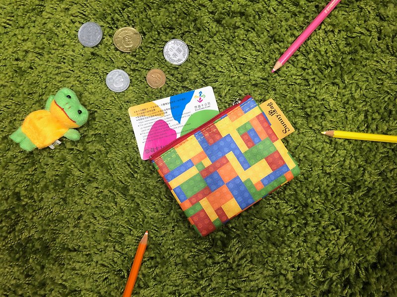 Sunny Bag-Coin Purse-Colored Building Blocks-Zipper Red - Coin Purses - Other Materials Multicolor