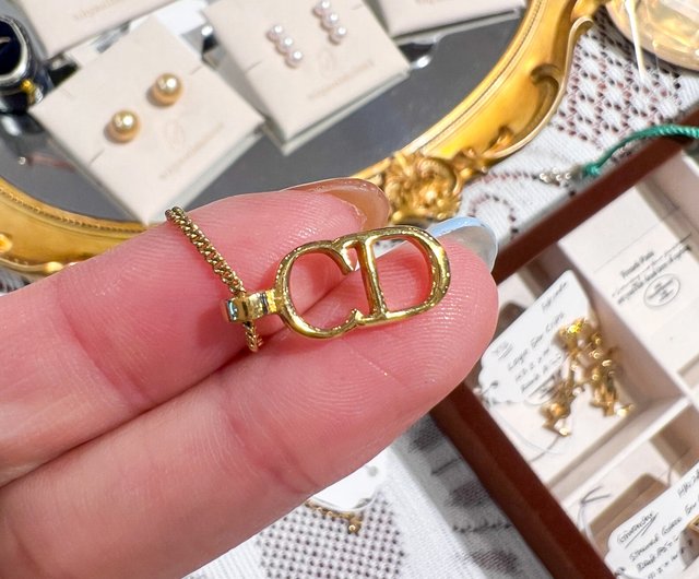 Japanese Vintage】Authentic Vintage Dior 18KGP CD Necklace - Shop