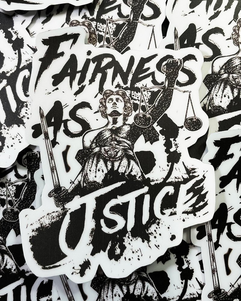 Goddess of justice sticker matte thick pound super wear-resistant sticker anti-scratch waterproof sticker - สติกเกอร์ - กระดาษ สีดำ