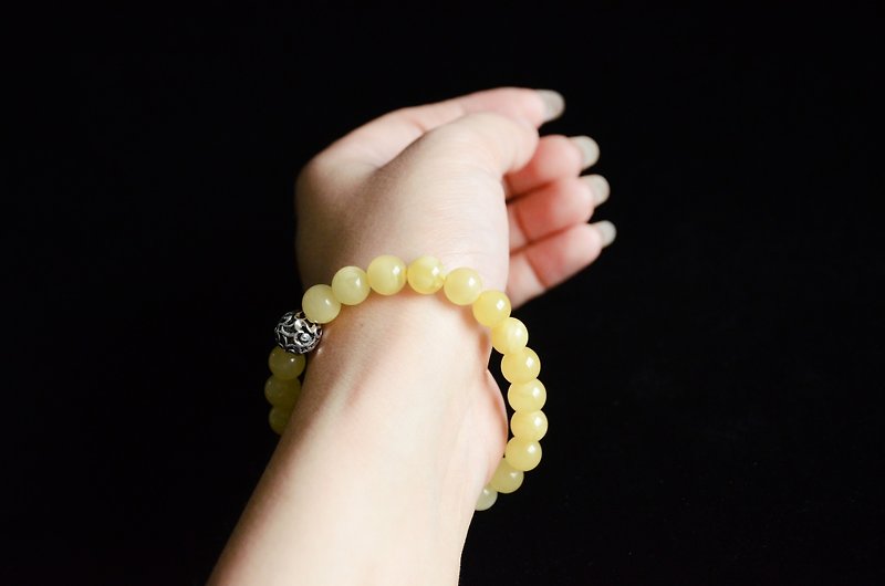 【源】Amber琥珀蜜蠟 天然有機寶石手鏈 手環 - 手鍊/手鐲 - 半寶石 黃色