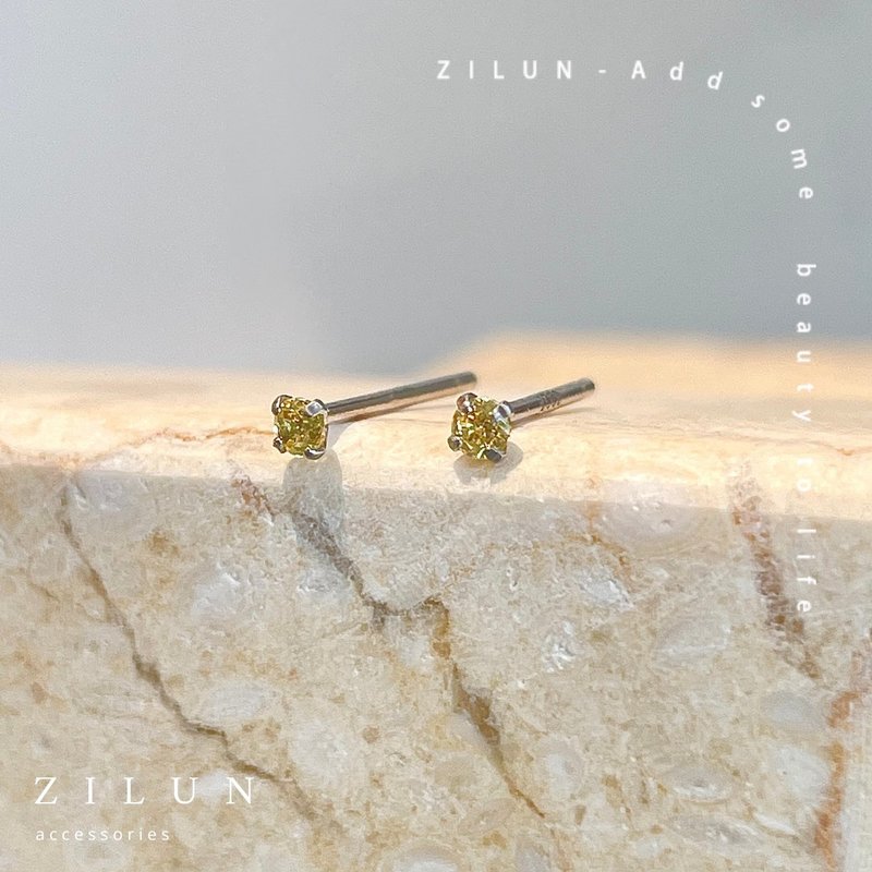 |Simple| Bird yellow • Stone • Sterling silver ear needle • Clip-On • Anti-allergic touchable water - ต่างหู - เงินแท้ 