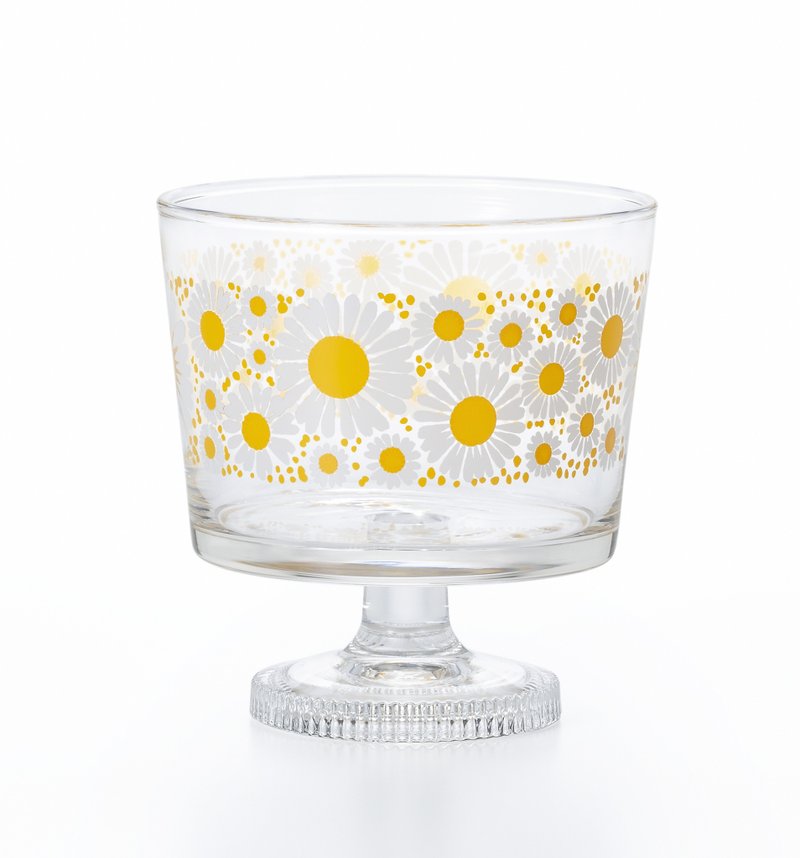 1963 Desert Cup Glass Retro [Adelia Retro Legged Dessert Deep] Goblet Legged Showa Retro Tableware Miscellaneous Flower lover Print Retro Pop - Cups - Glass Yellow