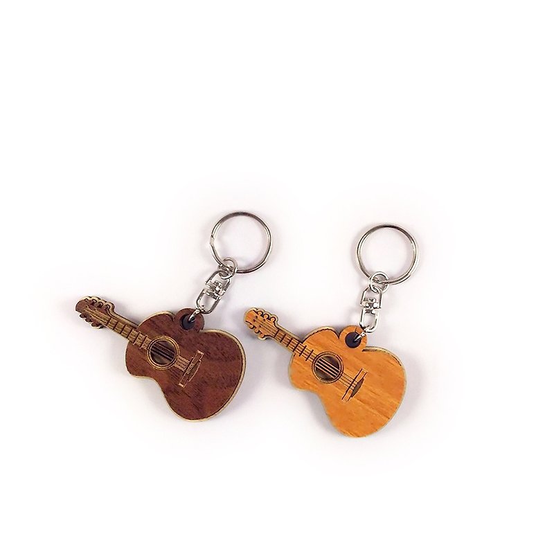 Woodcarving key ring - acoustic guitar - ที่ห้อยกุญแจ - ไม้ สีนำ้ตาล