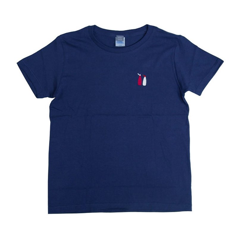 Big size. Mayonnaise and ketchup embroidery T-shirt Unisex XXL size Tcollector - เสื้อยืดผู้หญิง - ผ้าฝ้าย/ผ้าลินิน สีน้ำเงิน