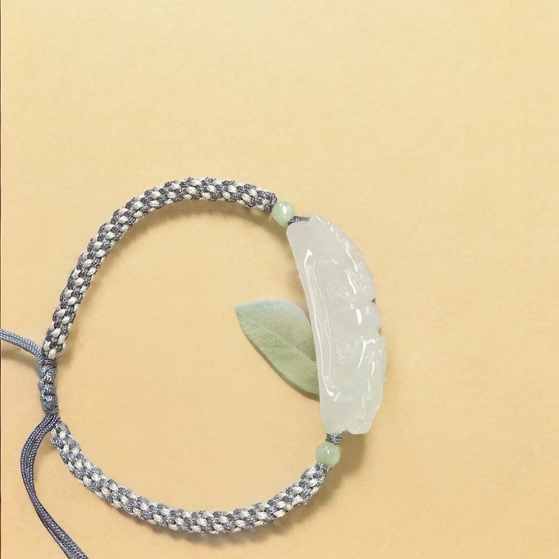 [Lucky Beast] Ice Jadeite Lucky Pixiu Braided Bracelet | Natural Burmese Jadeite A | Gift - Bracelets - Jade Transparent
