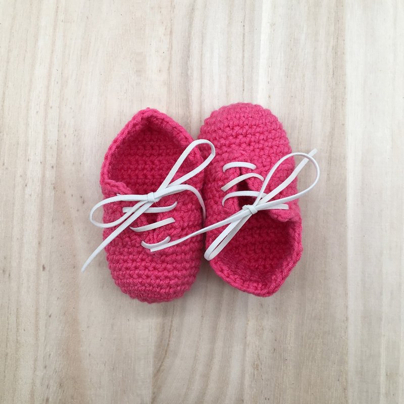 Slip-On Baby Booties, Crochet Shoes, Socks, Sneaker, Boots, Footwear for Kids - 嬰兒鞋/學步鞋 - 棉．麻 紅色