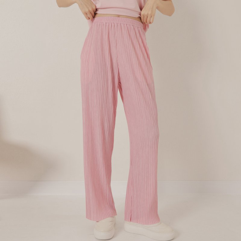 Cool pleated trousers-pink - Women's Pants - Polyester Pink