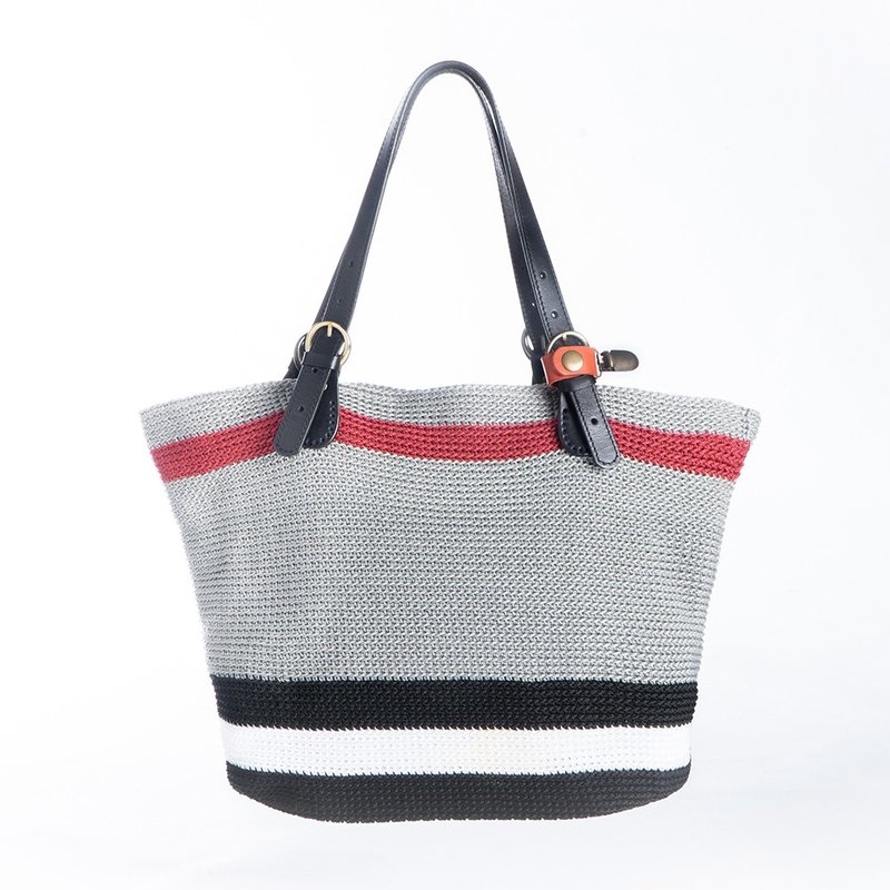 Bodhiyamas - hand woven tote bag - The Mind tote large - Handbags & Totes - Other Materials Gray