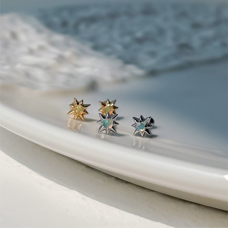 NEW Opal Stone[Moonfall Stars] s925 sterling silver bead earrings || Exclusive edition - ต่างหู - เงินแท้ สีเงิน