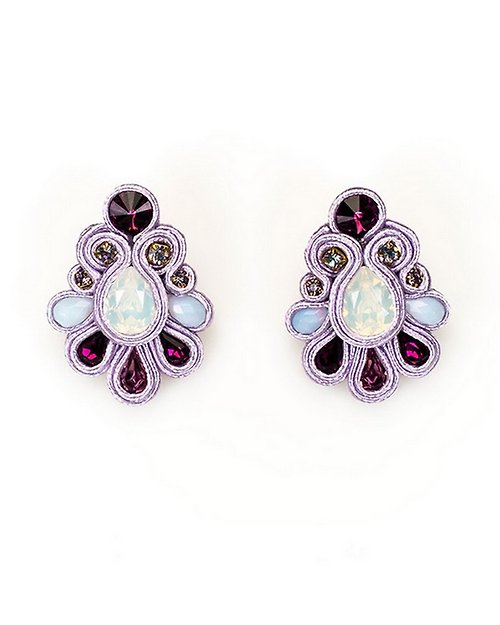 Olga Sergeychuk jewelry Earrings Large stud earrings in lilac color with Swarovski stonesChristmas Gift