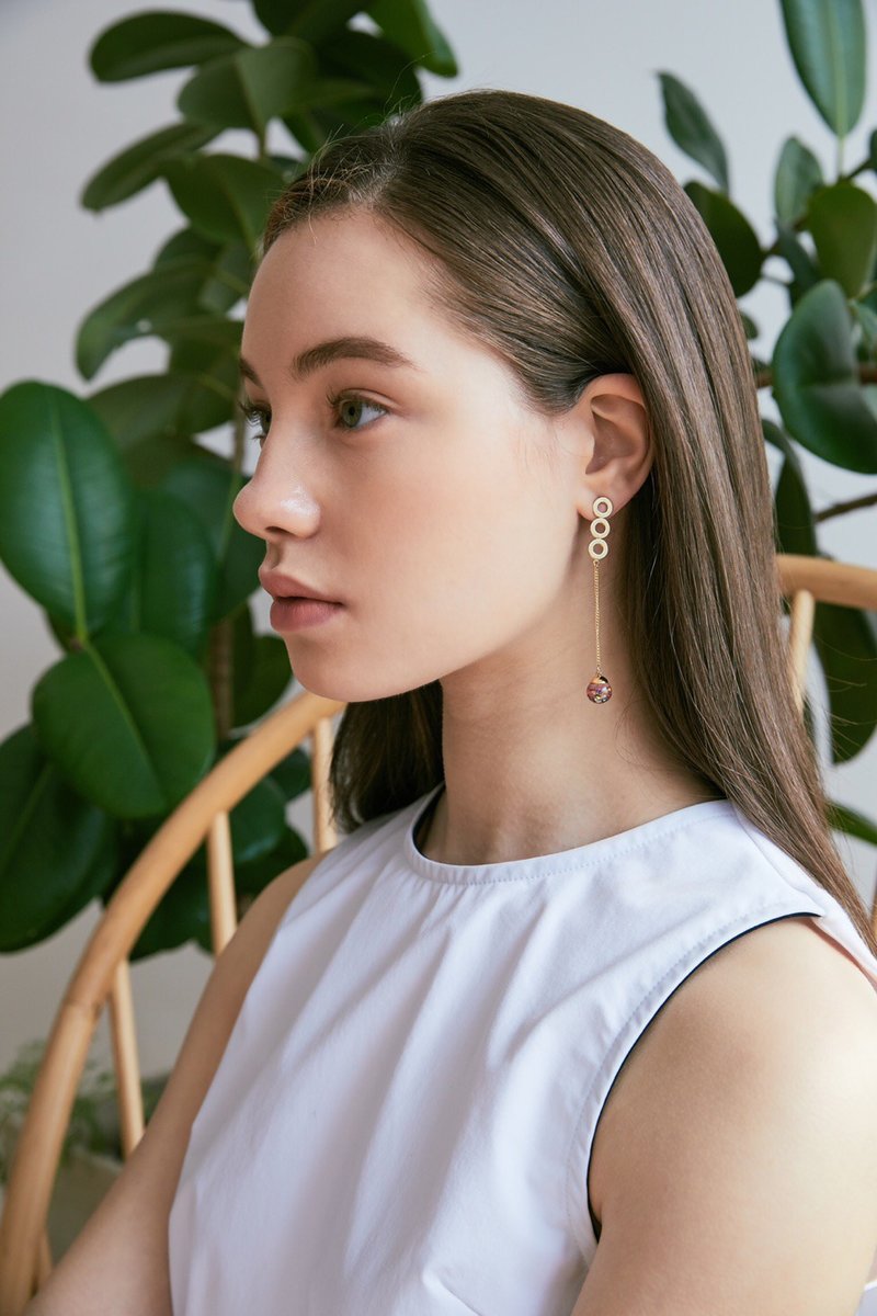 Circle Snowball Drop Earrings - 耳環/耳夾/耳骨夾 - 玻璃 