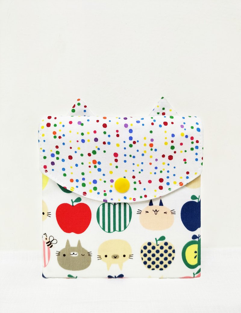 Colorful dot cat/sanitary napkin bag/mobile power storage - กระเป๋าเครื่องสำอาง - ผ้าฝ้าย/ผ้าลินิน 