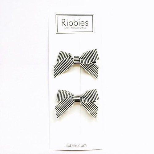 Ribbies 台灣總代理 英國Ribbies 經典蝴蝶結2入組-黑白細條紋