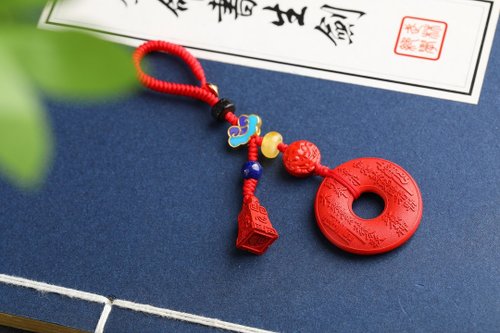 水墨 天然原礦硃砂精品紅砂山鬼花錢手機掛包掛精品 含量高達95%以上