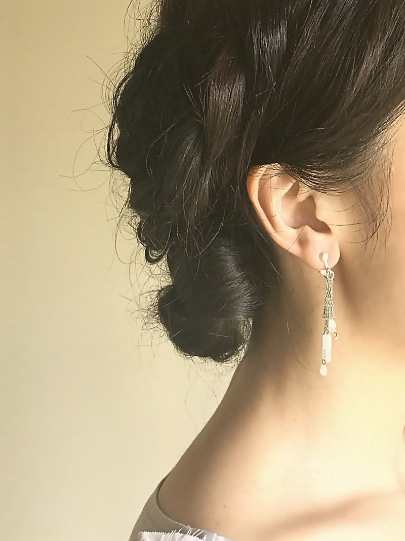 Sigh Clip-on or Pierced earrings - Earrings & Clip-ons - Glass Silver