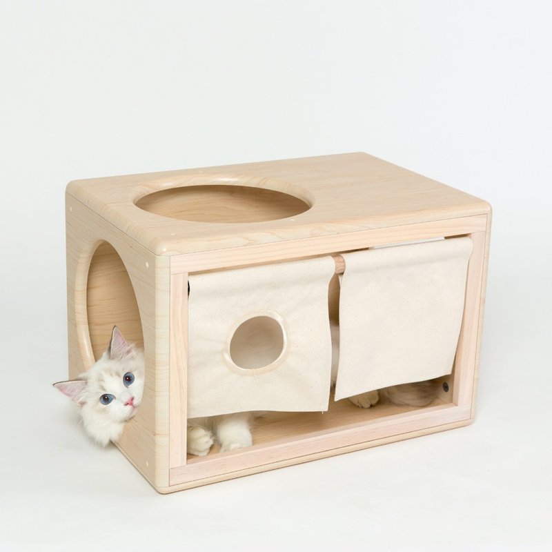 躲貓貓窩-門框款 - 貓跳台/貓抓板 - 木頭 卡其色