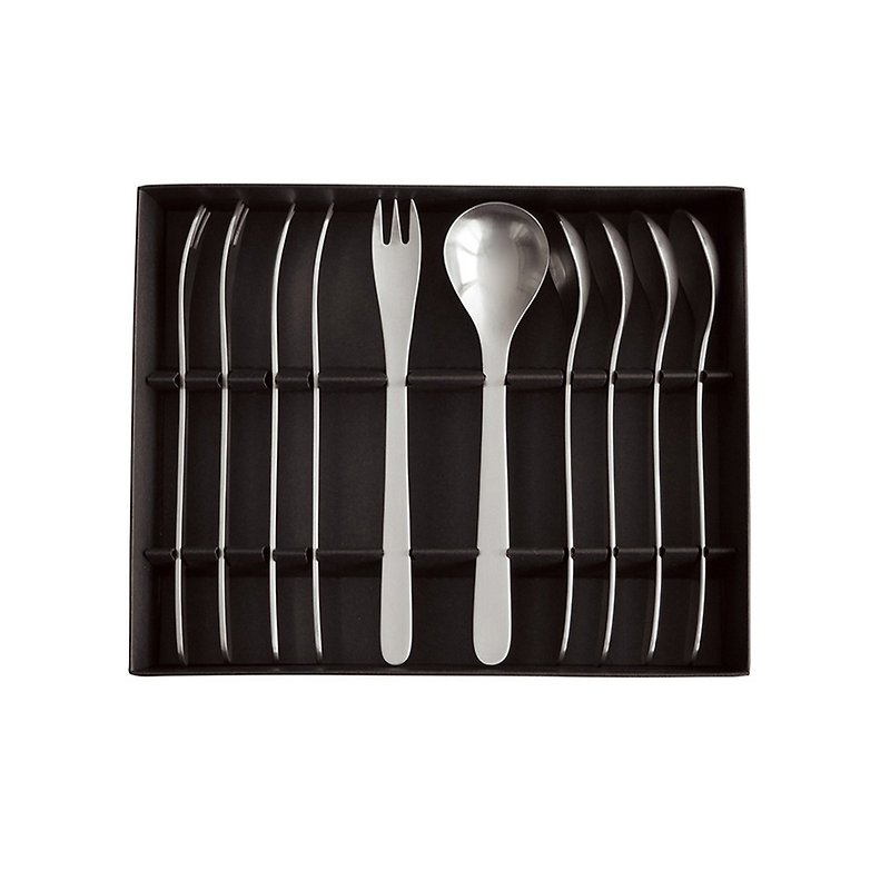 Sori Yanagi Tea Spoon & Cocktail Fork Set - เครื่องครัว - สแตนเลส สีเงิน