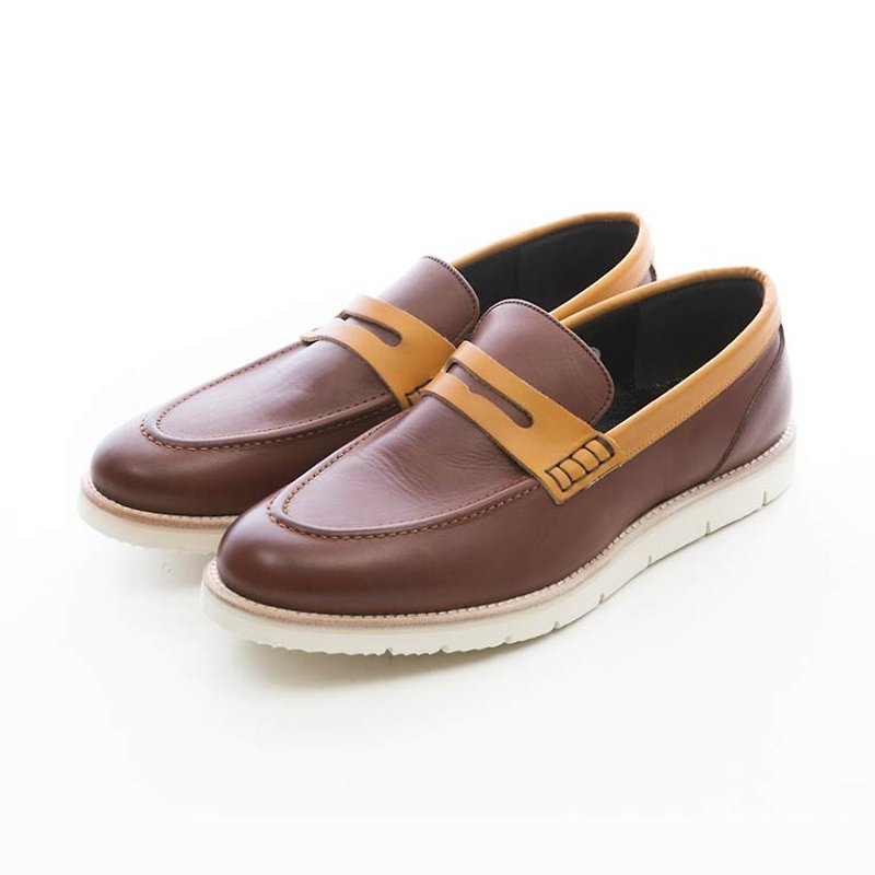ARGIS ultra-lightweight two-color penny loafers #31118 deep coffee-handmade in Japan - Men's Leather Shoes - Genuine Leather Brown