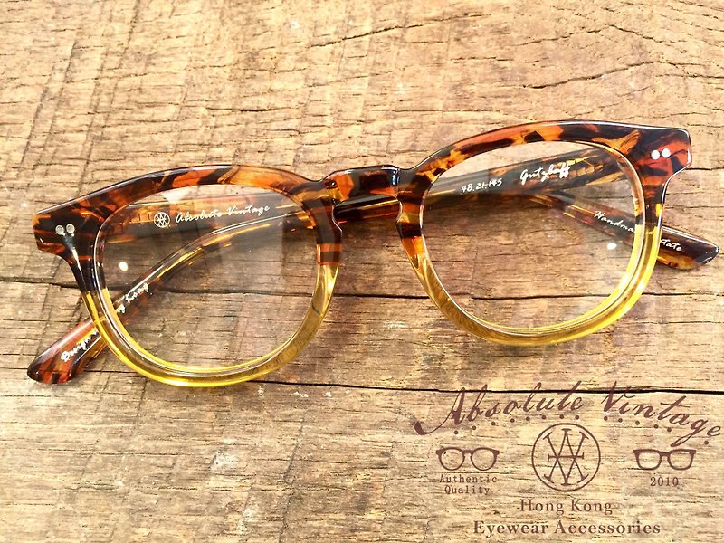 Absolute Vintage-Gutzlaff Street (Gutzlaff Street) pear-shaped thick frame plate glasses-Yellow - Glasses & Frames - Plastic 