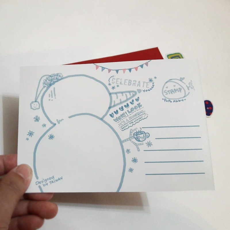 Bobo Aibi [Snowman] Take pictures of illustrations, postcards, landscape Christmas cards - การ์ด/โปสการ์ด - กระดาษ สีเงิน