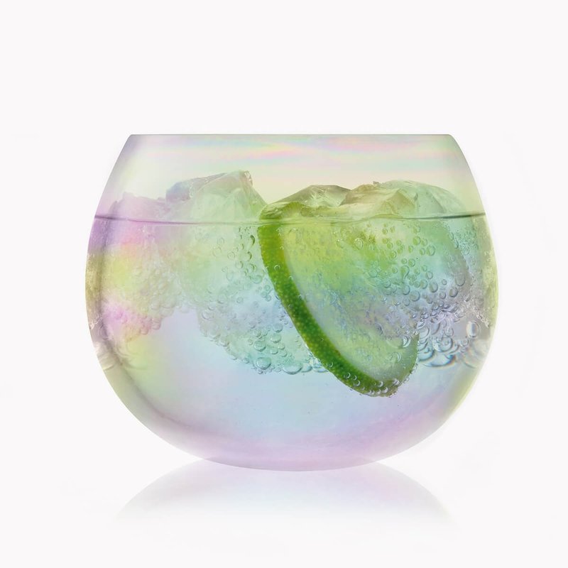 350cc【英國LSA Bubble】彩虹泡泡玻璃刻字水杯 手工杯 搖搖杯 - 酒杯/酒器 - 玻璃 多色