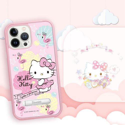 apbs 雅品仕 水晶彩鑽手機殼 三麗鷗 x imos iPhone 13 全系列 軍規防摔立架手機殼-熱帶凱蒂