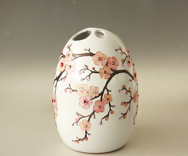 桜 陶器 花瓶 スワロフスキークリスタル - ショップ NeA Glass 桜 陶器 花瓶 スワロフスキークリスタル - ショップ NeA Glass