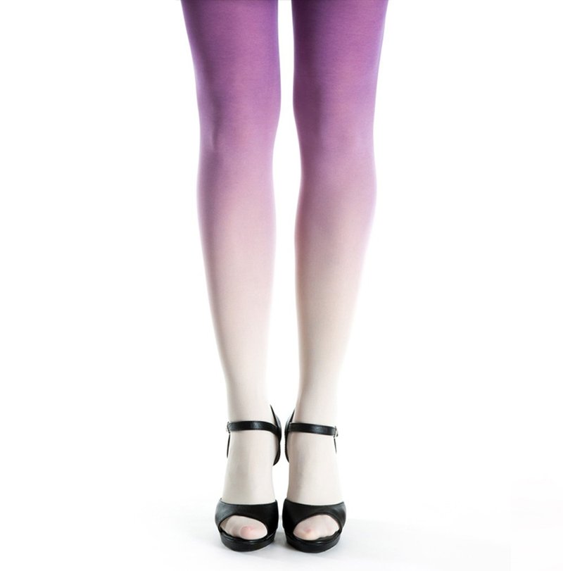 Ivory-purple ombre gradient pantyhose tights - 內搭褲/緊身褲 - 尼龍 紫色
